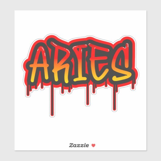 ARIES Fire Sign Driving Word Art Spray Paint Aufkleber (Blatt)