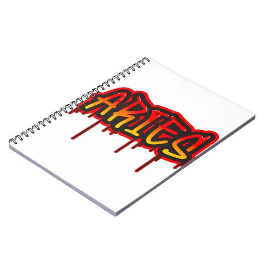 ARIES Fire Sign Driving Word Art Spray Paint Notizblock (Linke Seite)