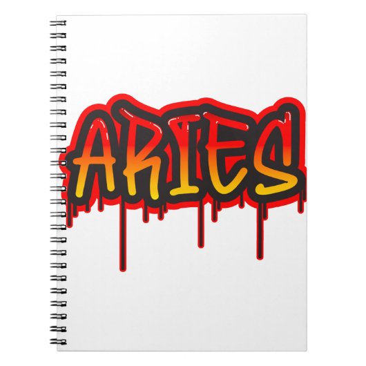 ARIES Fire Sign Driving Word Art Spray Paint Notizblock (Vorderseite)