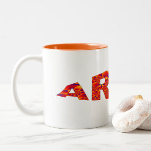 Aries - Firey Orange Yellow Blue Two-Tone-Kaffee m Zweifarbige Tasse