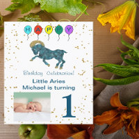 Aries First Birthday Gold & Balloons & Foto