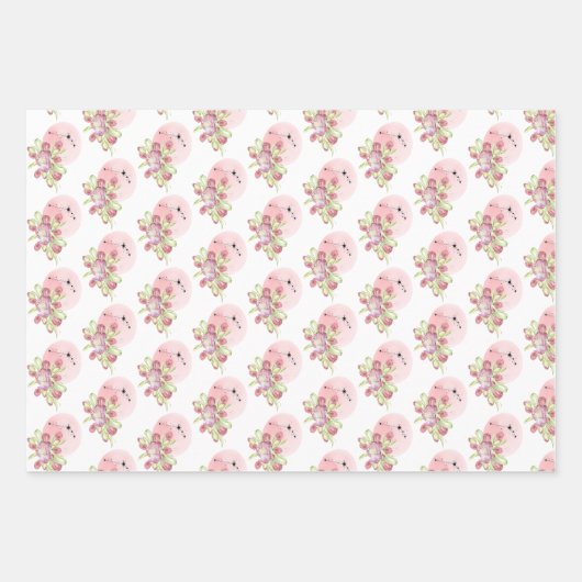 Aries Floral Wrapping Paper Sheets Geschenkpapier Set (Vorderseite 2)