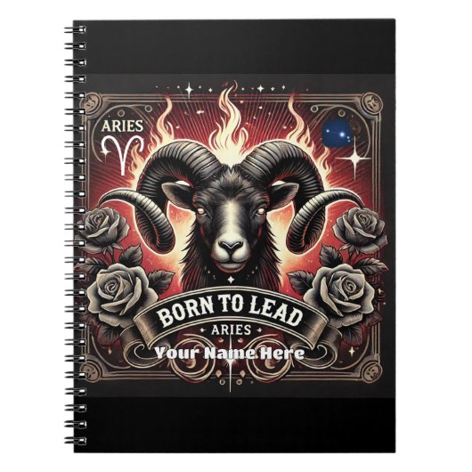 Aries "Geboren zu führen" SpiralNotebook Notizblock (Vorderseite)
