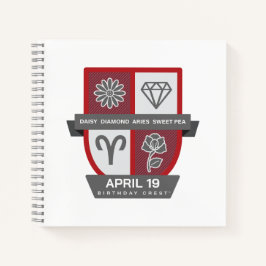 Aries Geburtstagswappen™ für 1.-19. April Notizblock
