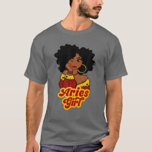 Aries Girl Afro Girl Zodiac Signs Geburtstagsgesch T-Shirt