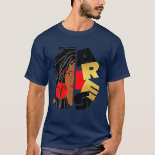"Aries Girl Afro Locs Girl Zodiac Signs Geburtstag T-Shirt