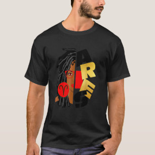 Aries Girl Afro Locs Girl Zodiac Zeichen Geburtsta T-Shirt