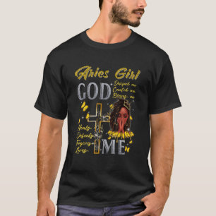 Aries Girl God segnet Me Black Girl Magic Afro Me T-Shirt