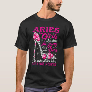 Aries Girl Like a Boss in Kontrolle Diamanten Schu T-Shirt