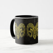 Aries Gold auf Leder Tasse (Vorderseite Links)