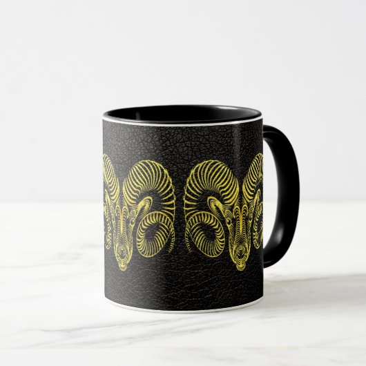 Aries Gold auf Leder Tasse (VorderseiteRechts)