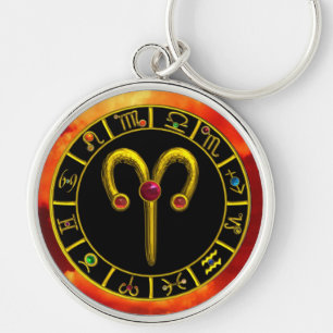 ARIES GOLD ZODIAC BIRTHDAY JEWEL Astrologie Chart Schlüsselanhänger