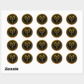 ARIES GOLD ZODIAC BIRTHDAY JEWEL ASTROLOGY CHART RUNDER AUFKLEBER (Blatt)