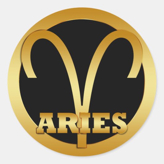 ARIES GOLD ZODIAC SIGN RUNDER AUFKLEBER (Vorderseite)