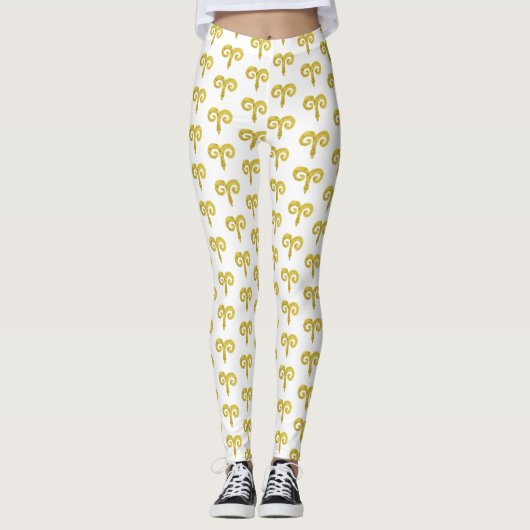 Aries Golden Astrology Custom Leggings (Vorderseite)