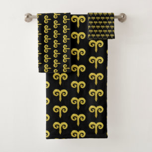 Aries Golden Astrology Sign Badhandtuch Set