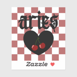 Aries Gothic Aesthetic Checkered Cherry Art Aufkleber