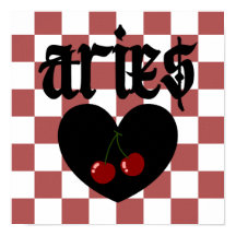 Aries Gothic Aesthetic Checkered Cherry Art