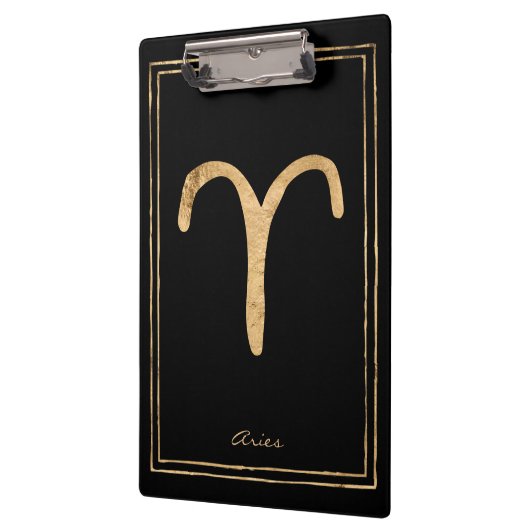 Aries Hammergerüst goldstilisierte Astrologie-Symb Klemmbrett (Links)