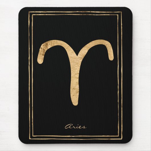 Aries Hammergerüst goldstilisierte Astrologie-Symb Mousepad (Vorne)