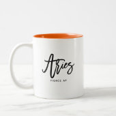 Aries Horoscope Modern Script Zodiac Sign Zweifarbige Tasse (Links)