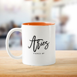 Aries Horoscope Modern Script Zodiac Sign Zweifarbige Tasse