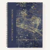 Aries Horoscope Starry Night Sketchbook mit Name Notizblock (Vorderseite)