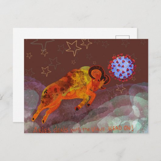 Aries kämpft den Virus frontal an Postkarte (Vorne/Hinten)