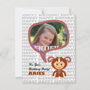 Aries Kinder Party Einladung mit Foto