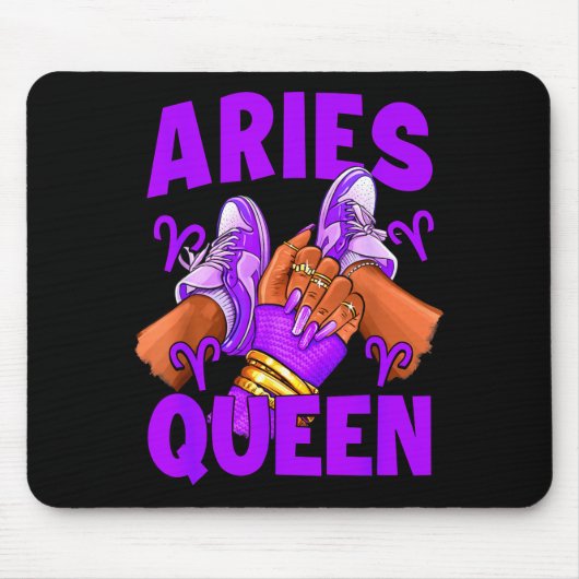 Aries Königin Nägel Sneaker Sternzeichen Geburtsta Mousepad (Vorne)