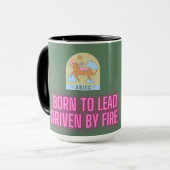Aries Leadership Tasse: Geboren zu führen, durch F Tasse (Vorderseite Links)