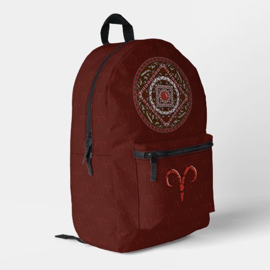 Aries Mandala Bedruckter Rucksack (Rückseitige Ecke links)