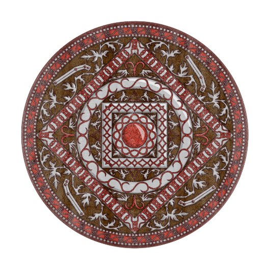 Aries Mandala Glass Cutting Board Schneidebrett (Vorderseite)