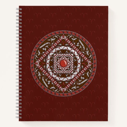 Aries Mandala Spiral Notebook Notizbuch (Vorderseite)