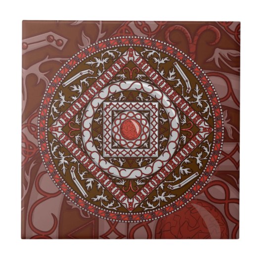 Aries Mandala Tile Fliese (Vorderseite)