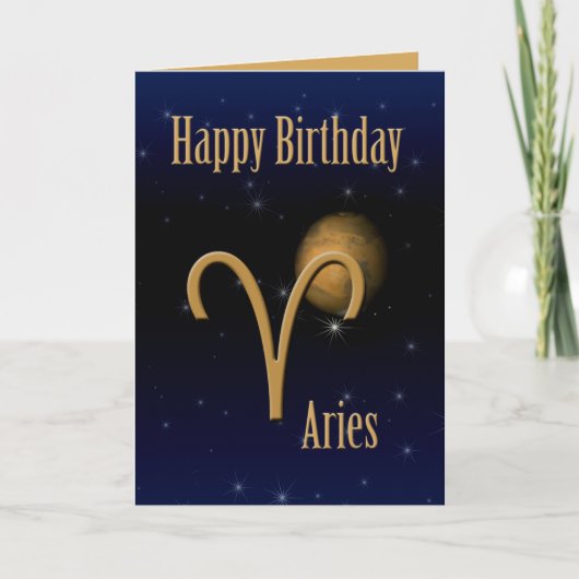 Aries Mars Happy Birthday Grußkarte Karte (Vorderseite)