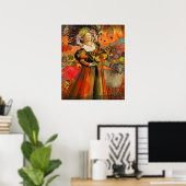 Aries Orange Woman Gothic Illustration Poster (Heimbüro)