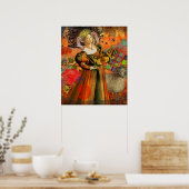 Aries Orange Woman Gothic Illustration Poster (Küche)