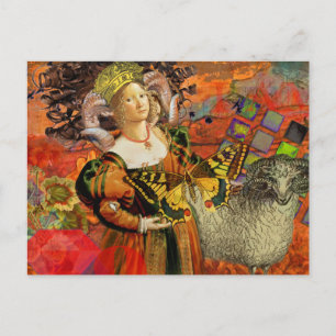 Aries Orange Woman Gothic Illustration Postkarte