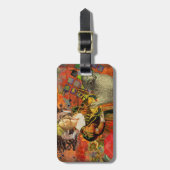 Aries Orange Women: Gothic Ram Antique Art Collage Gepäckanhänger (Vorderseite vertikal)