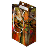 Aries Orange Women: Gothic Ram Antique Art Collage Kleine Geschenktüte (Vorderseite Schrägansicht)