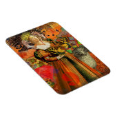 Aries Orange Women: Gothic Ram Antique Art Collage Magnet (Rechte Seite)
