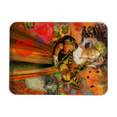 Aries Orange Women: Gothic Ram Antique Art Collage Magnet (Horizontal)