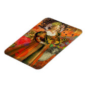 Aries Orange Women: Gothic Ram Antique Art Collage Magnet (Linke Seite)