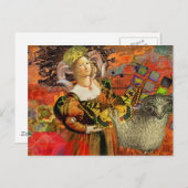 Aries Orange Women: Gothic Ram Antique Art Collage Postkarte (Vorne/Hinten)