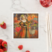 Aries Orange Women: Gothic Ram Antique Art Collage Serviette (Beispiel)