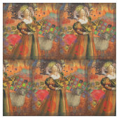 Aries Orange Women: Gothic Ram Antique Art Collage Stoff (Muster)