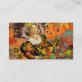 Aries Orange Women: Gothic Ram Antique Art Collage Visitenkarte (Rückseite)
