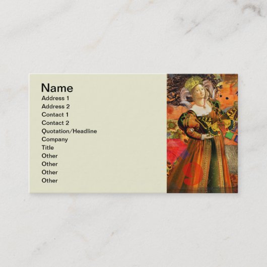 Aries Orange Women: Gothic Ram Antique Art Collage Visitenkarte (Vorderseite)