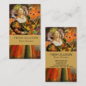 Aries Orange Women: Gothic Ram Antique Art Collage Visitenkarte (Vorne/Hinten)